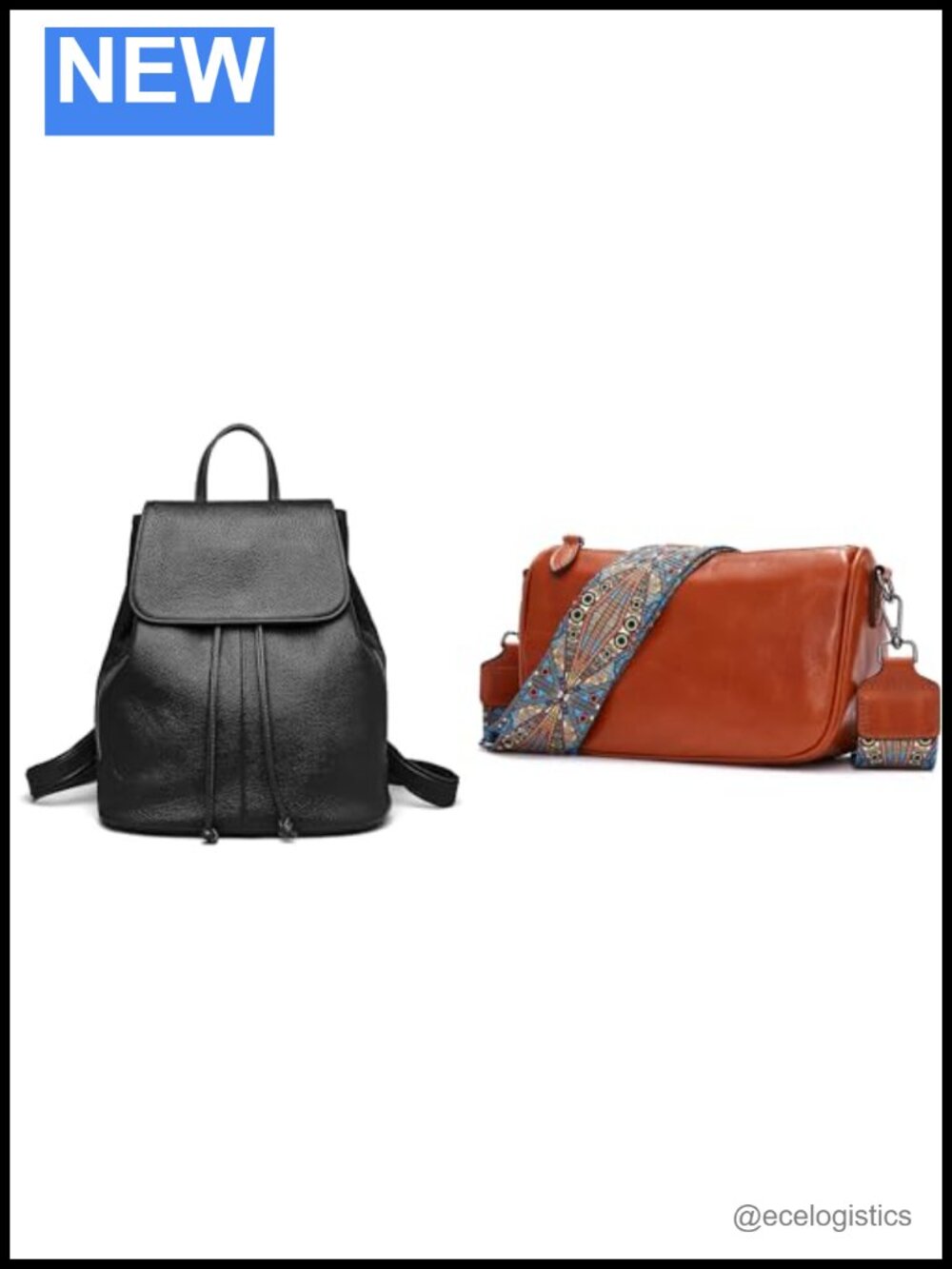 Genuine Leather Backpack Purse Crossbody Bag Women with 2 Straps